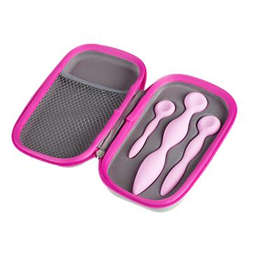 dilatadores-vaginales-intimrelax-rosa-silicona tres tiras rosas con diferentes gruesos para la dilatación vaginal