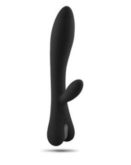 vibrador led con doble motor con estimulador de clítoris color negro
