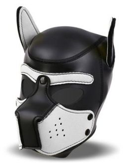 Máscara de perro de neopreno en blanco y negro